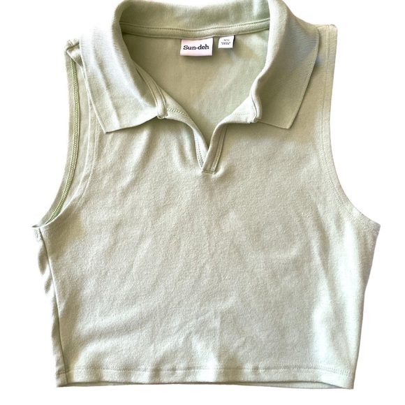 Aritzia cropped green sleeveless polo - Picture 2 of 4